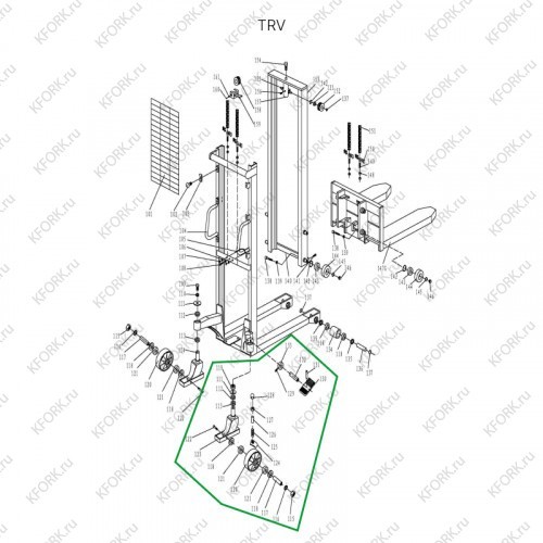 Колесная опора поворотная с тормозом в сборе для TRV