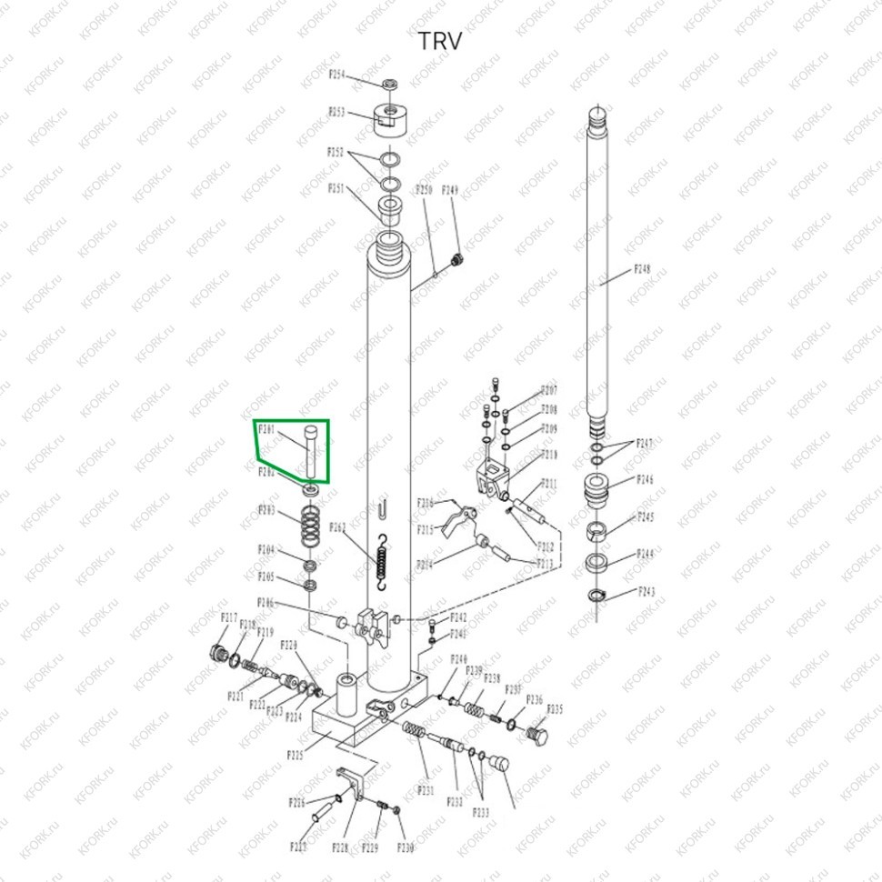 Шток нагнетательный гидроузла для TRV1016/1516