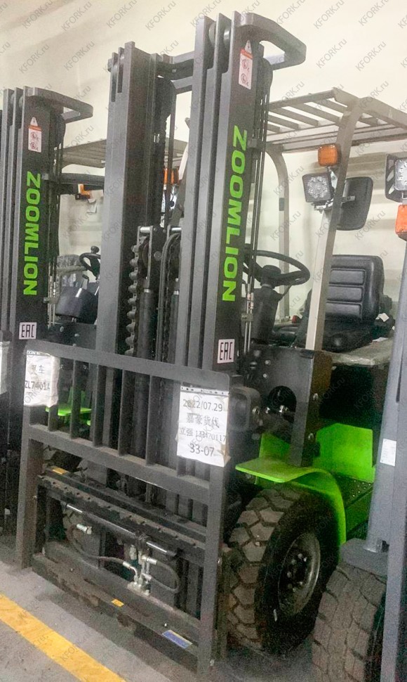 Эл. погрузчик Zoomlion 1,5 т 48/400 В/Ач 4 опоры